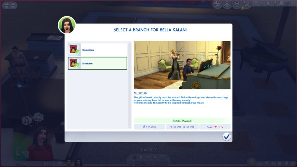 Jalur karier Entertainer sims 4